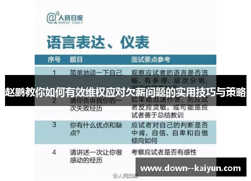 赵鹏教你如何有效维权应对欠薪问题的实用技巧与策略 赵鹏教你如何有效维权应对欠薪问题的实用技巧与策略